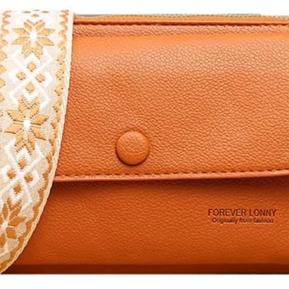 PU Leather Crossbody Bag Women Multi-Pocket Zipper Casual Purse Brown